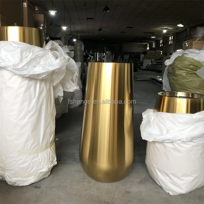 Luxury home decor extra large floor vase gold white flower pot big size plant pots for plants