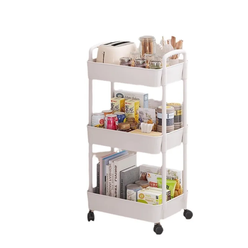 Hot selling plastic mobile storage cart with 4 plastic wheels  practical handcart with multiple scenes and specifications