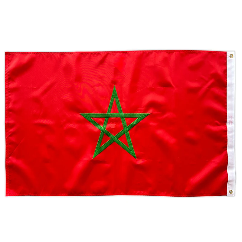 Custom Print 90X150cm 3X5 Ft Polyester Flying Indoor Outdoor Moroccan National Country Flag With Brass Grommet