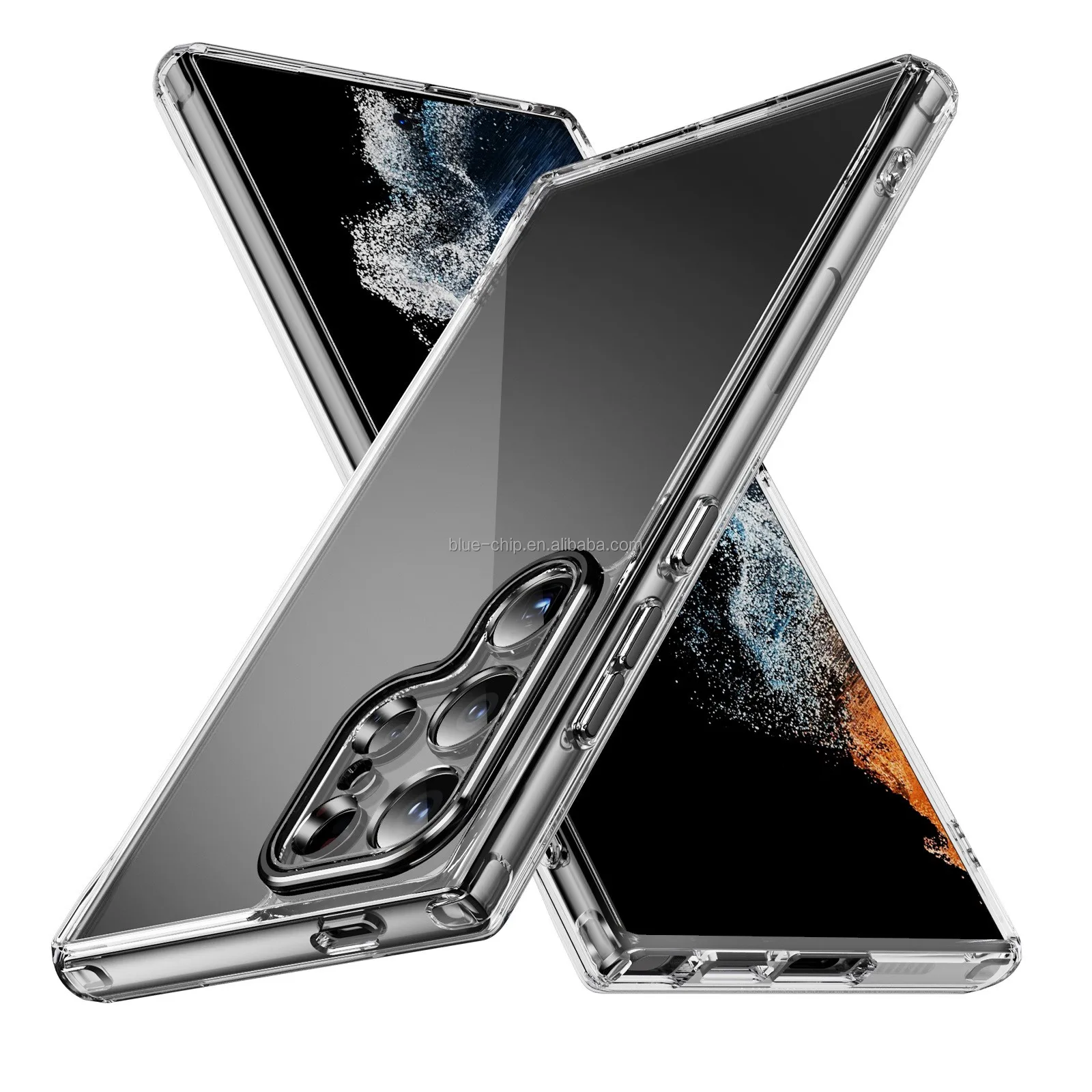 Wholesale Price Fall Protection Cover TPU PC Transparent Electroplated Buttons Phone Case For Samsung S24 Ultra Plus