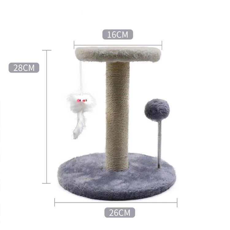 Classic Fashion Cat Tree Scratcher Toy Simple Wooden Design Corduroy Climbing Frame Cartoon Sustainable Pet Scratching