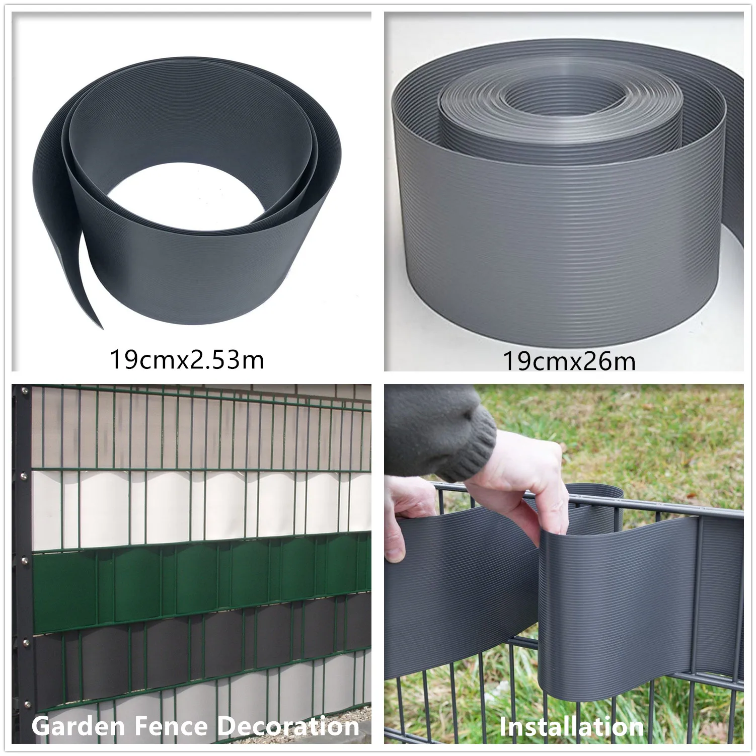UNEED 19cm*26m Hard PVC Strip Fence PP Tape Fence for Privacy Screen Garden Fence Decoration
