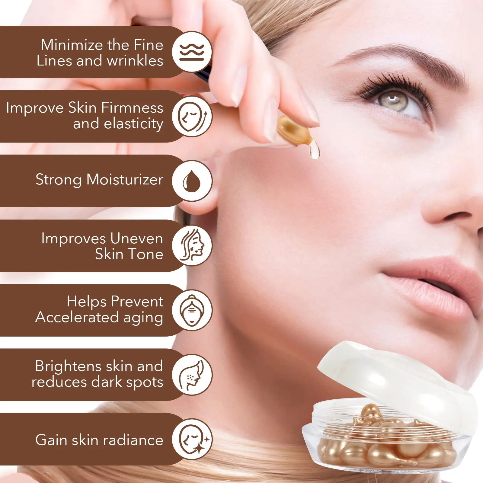 Free Sample Hyaluronic Acid Face Serum Capsules Placenta Anti Wrinkle Moisturizer Improves Skin Vitality Capsule Serum Skin Care