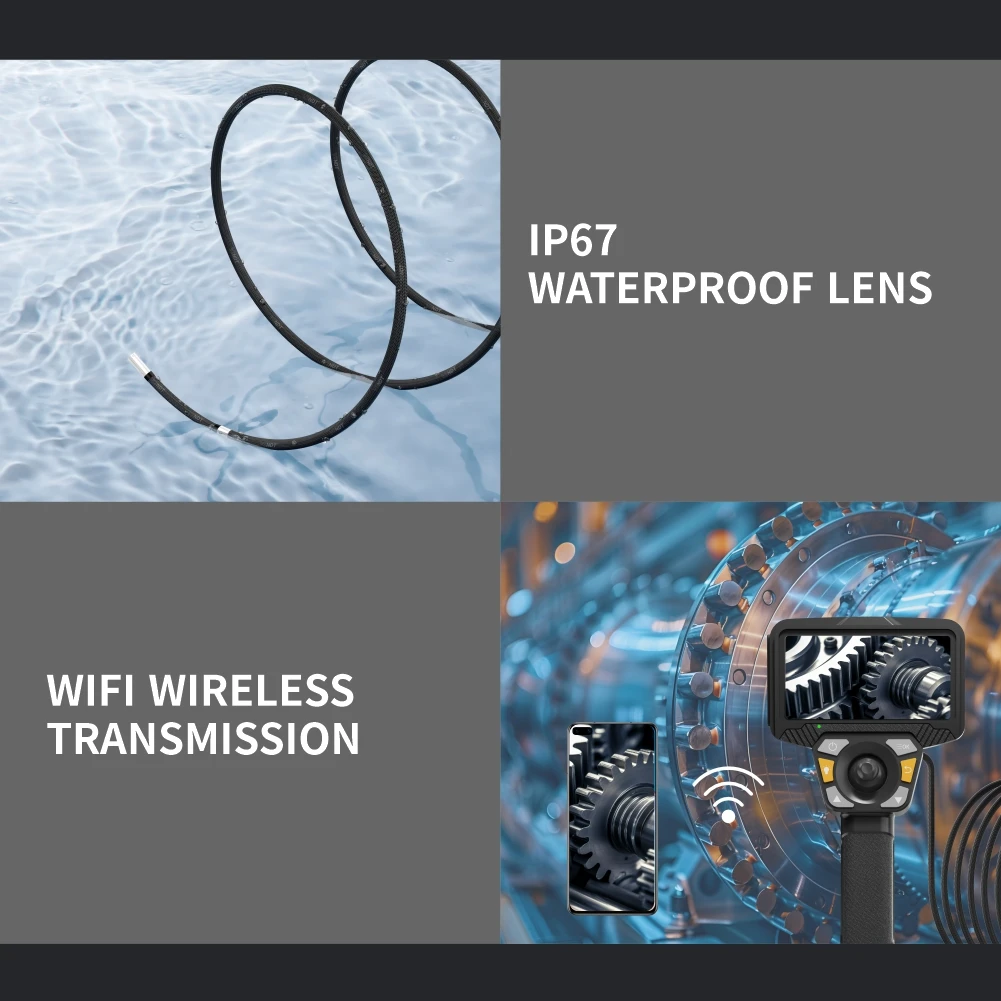 waterproof sewer endoscope, 360° articulation portable video endoscope, 6mm 3.9mm borescope