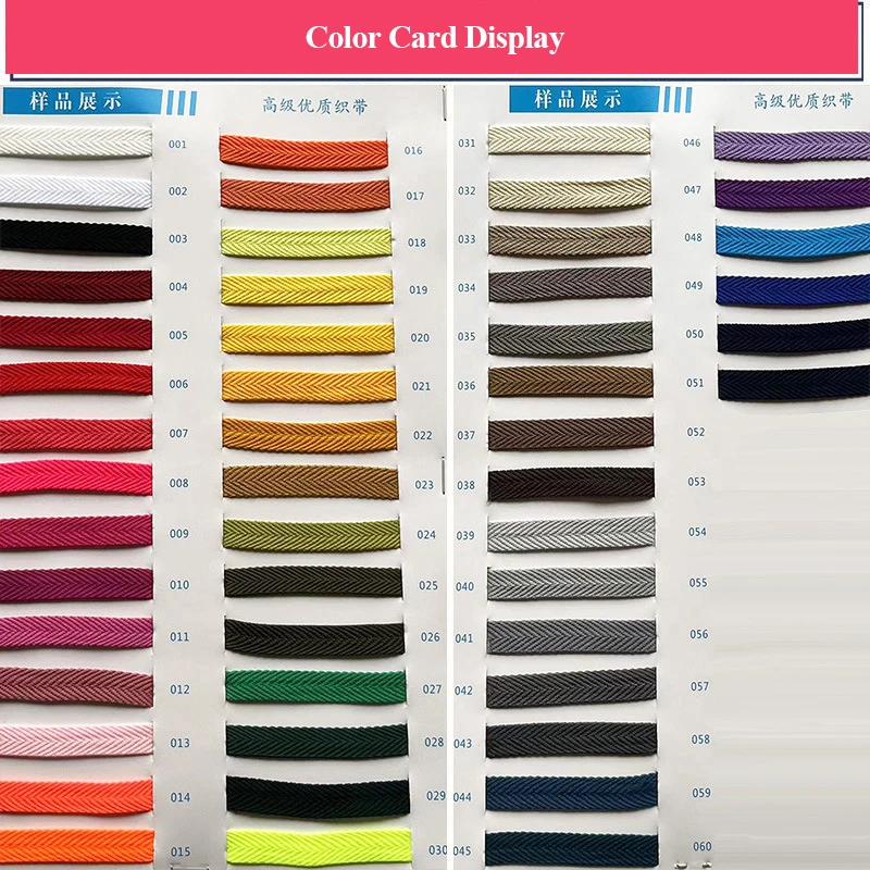 1cm Cotton Ribbon Eco-Friendly Custom Logo Colorful Twill Webbing Cotton Herringbone Tape Ribbon