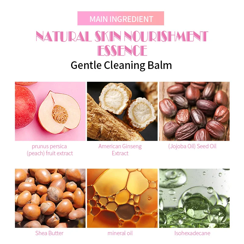 High quality custom logo women skincare makeup remover solution oem peach hybrid cleansing balm cream for face