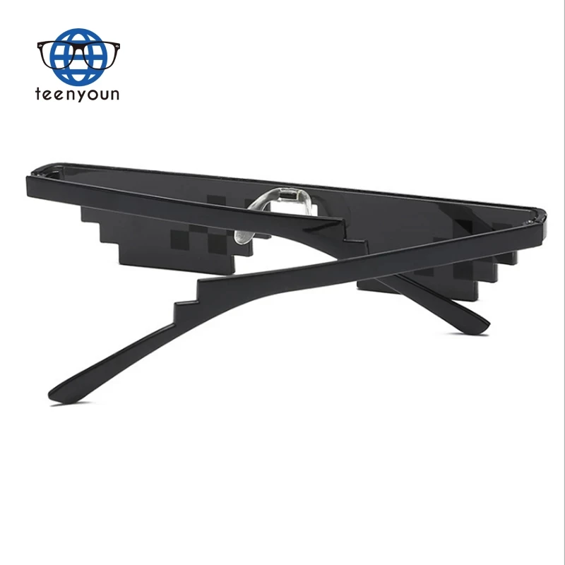 Teenyoun Sunglasses Funny Glasses Pixel Unisex Black Mosaic Outdoor Eyewear