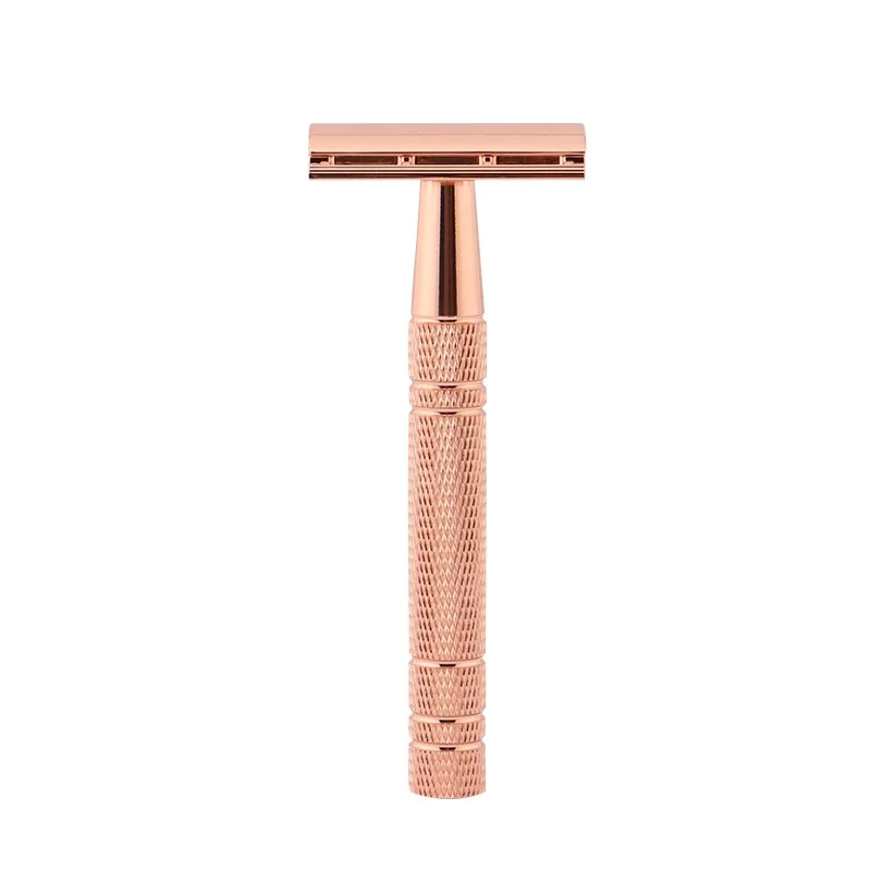 Hot Selling New design double edge blades shaving safety razor rose gold travel reusable safety razor