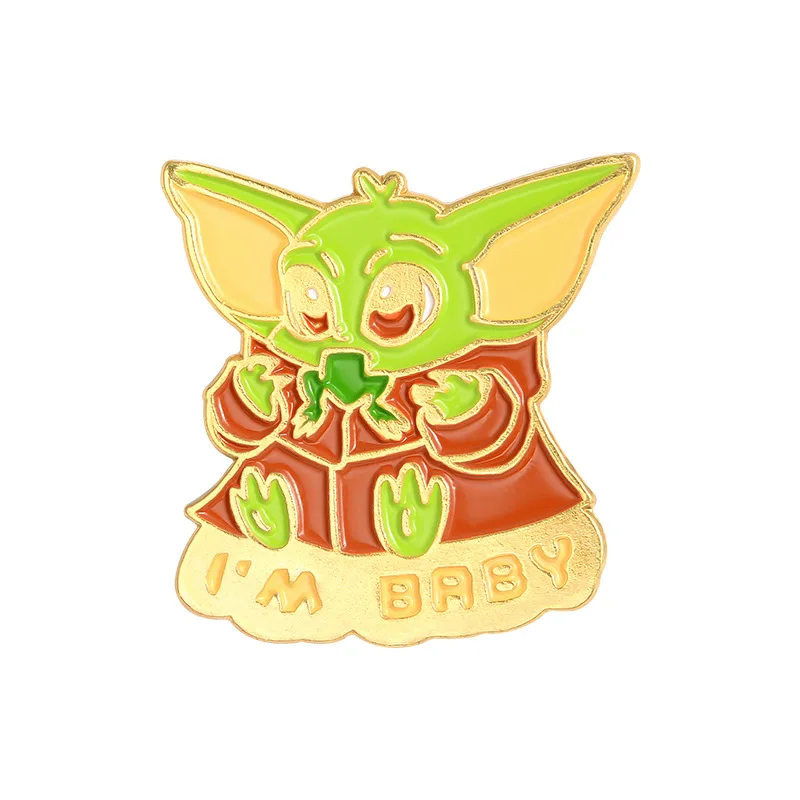 Детская Мягкая эмалированная шпилька для шляпы YODA готовая к