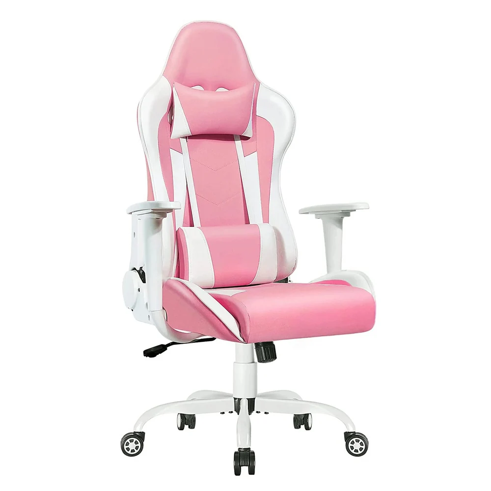 Modern Home Girls Pink Relaxing Room PU Leather Swivel Rolling Desk Chair Ergonomic Computer Racing Reclining Gaming Chair
