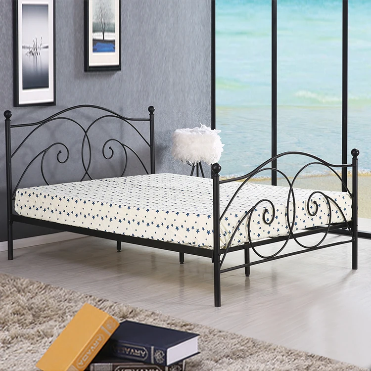 High quality Luxury Metal Frame Double Bed Latest Design Comfortable Queen Metal Bed
