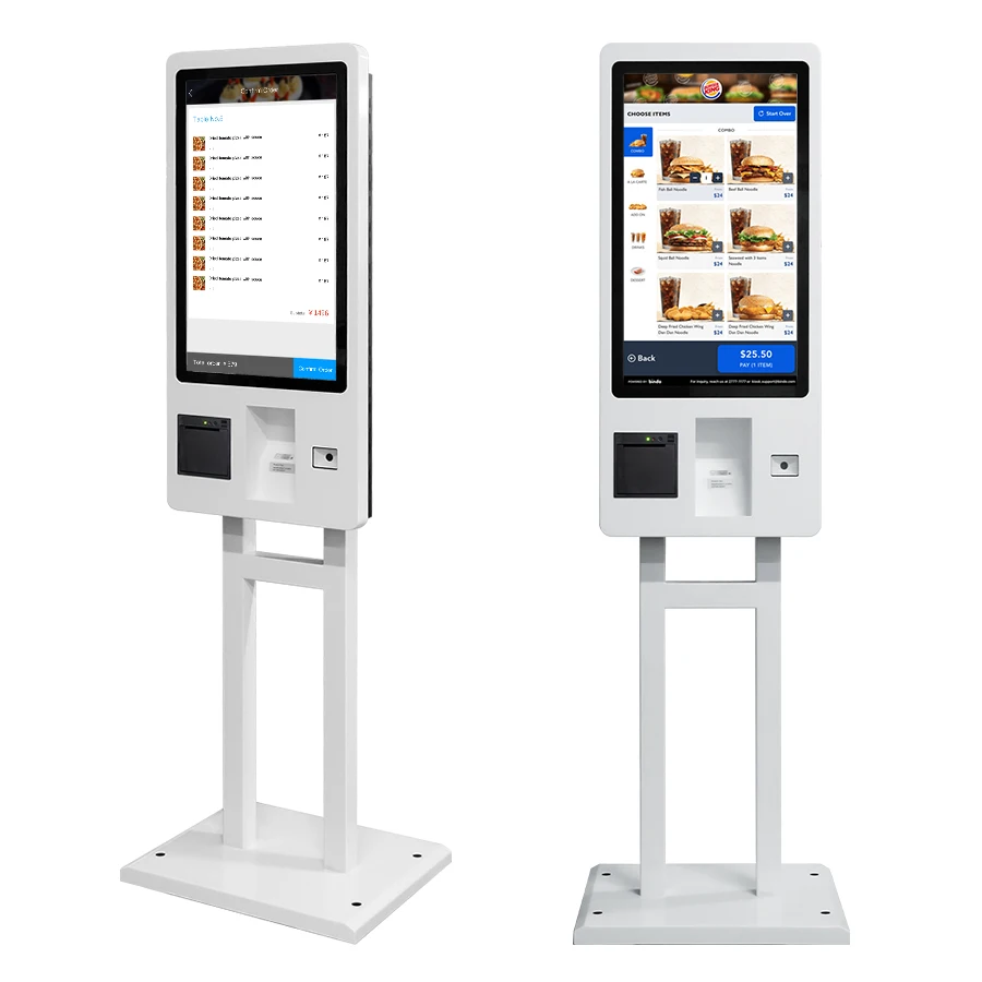 QR code or barcode scanner i3-4th 4G 64GB wall mount multi touch screen restaurant 32 inch self-service ordering lcd kiosk