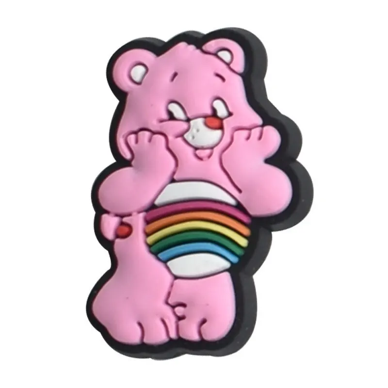 2023 New Rainbow bear Assorted Designs Clog Shoe Charms Soft PVC Shoe Charms For Croc luxury charms
