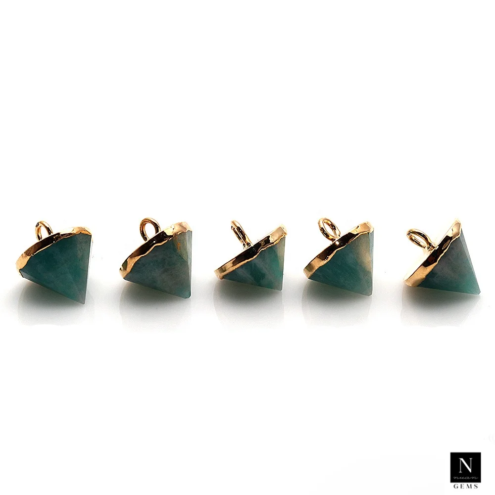 Wholesale Fine Jewelry Pendants & Charms DIY Black Onyx Cone Shape Necklaces with Single Bail Gold Plated Connectors for Women