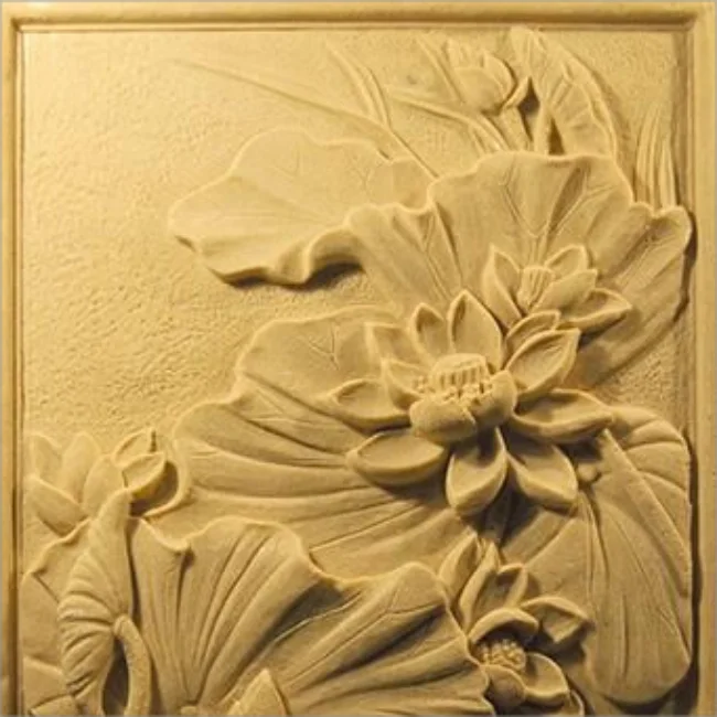 Outdoor Stone Decor 3D Stone Carvings Flower Painting Wall Decoration Sandstone Relief