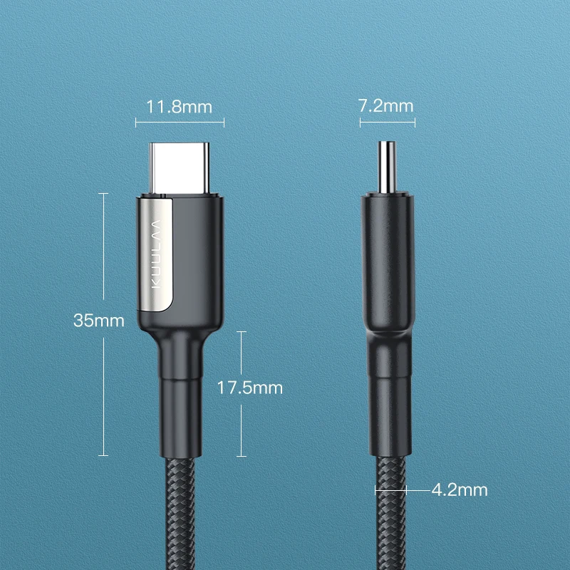 KUULAA PD 100W Usb 2.0 Type C To Type C Cable Support 4K Audio Video High Transfer Speed For Macbook Pro