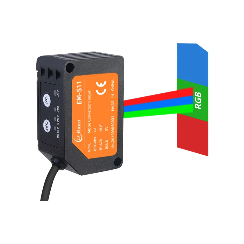 Industrial colour mark sensor photoelectric RGB color sensor for faulty printed packaging detection
