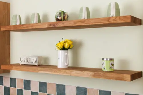 Solid Oak Wooden Floating Shelves Top Quality Shelf For Your Entryway, Mudroom, Kitchen, Bathroom Set of 2