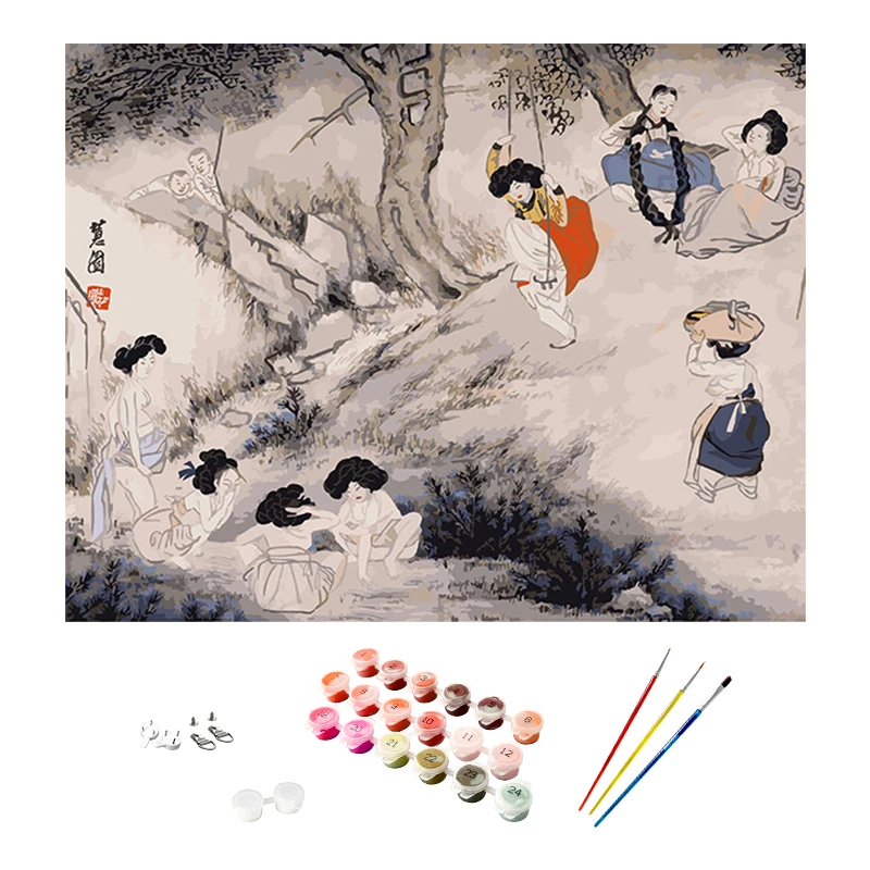 Wholesale Custom South Korea Oil Portrait Painting on Canvas Painting and Wall Arts Famous Painting by Numbers