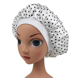 Quality Satin Printed  Hair Sleeping Bonnets Braid Kids Bonnets Kids child Satin Bonnets