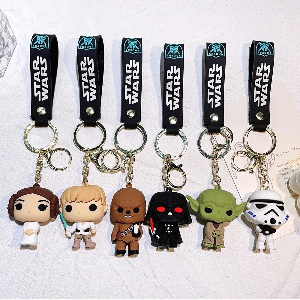 Custom 3D PVC Anime Personality Yoda Stereo Keychain Cartoon Movies Star Vader Keychain Doll Bag Pendant  Accessories keychain
