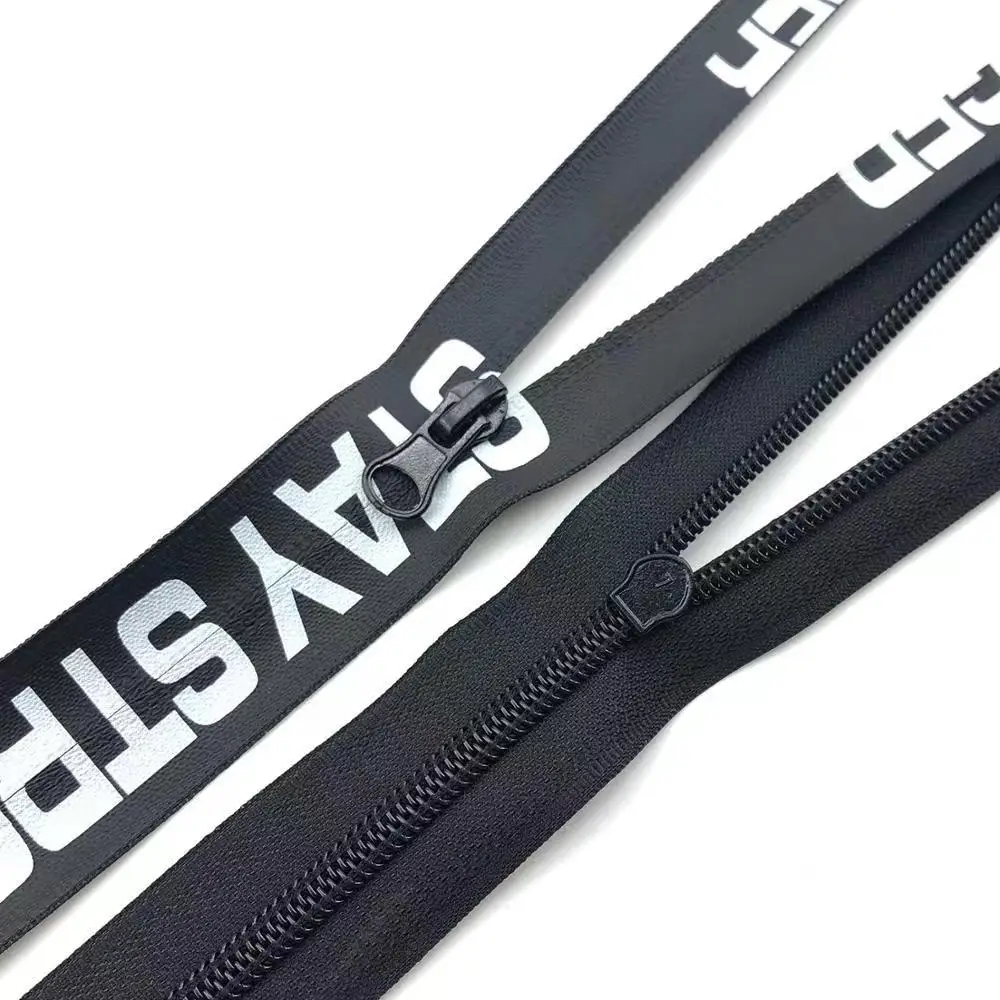 Custom Printing Logo Closed End Nylon Zip PU Waterproof Nylon Zipper