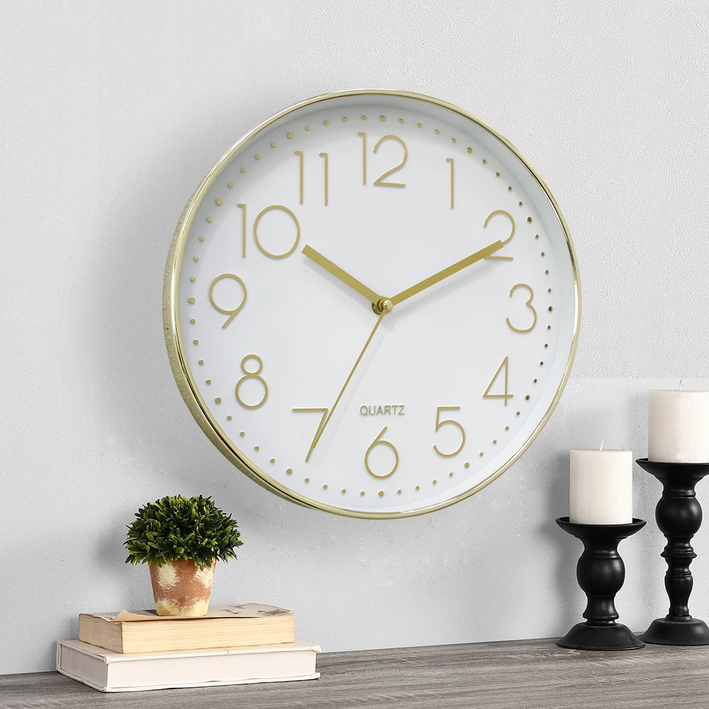 Wholesale Glass Surface Plastic Wall Clock Silent Work Living Room Bedroom Quartz Wall Clock