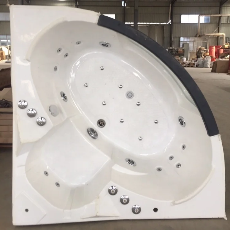 Small Luxury transparent glass led light hot spa bathroom Corner massage bathtub with TV