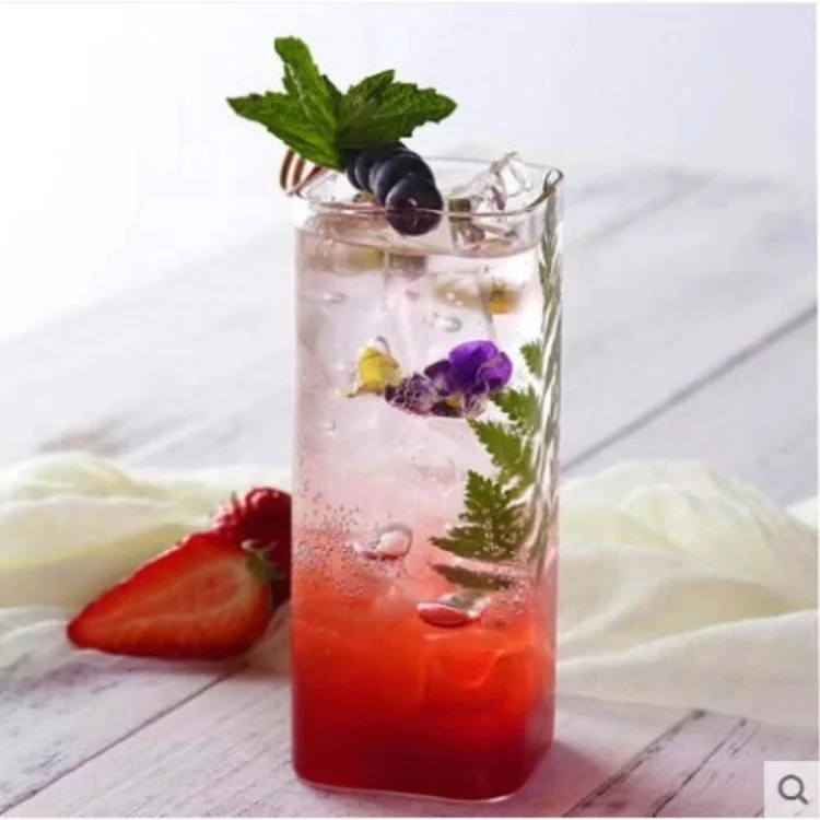 Creative Square Transparent Glass Milk Cup Water Coffee Drinking Cup