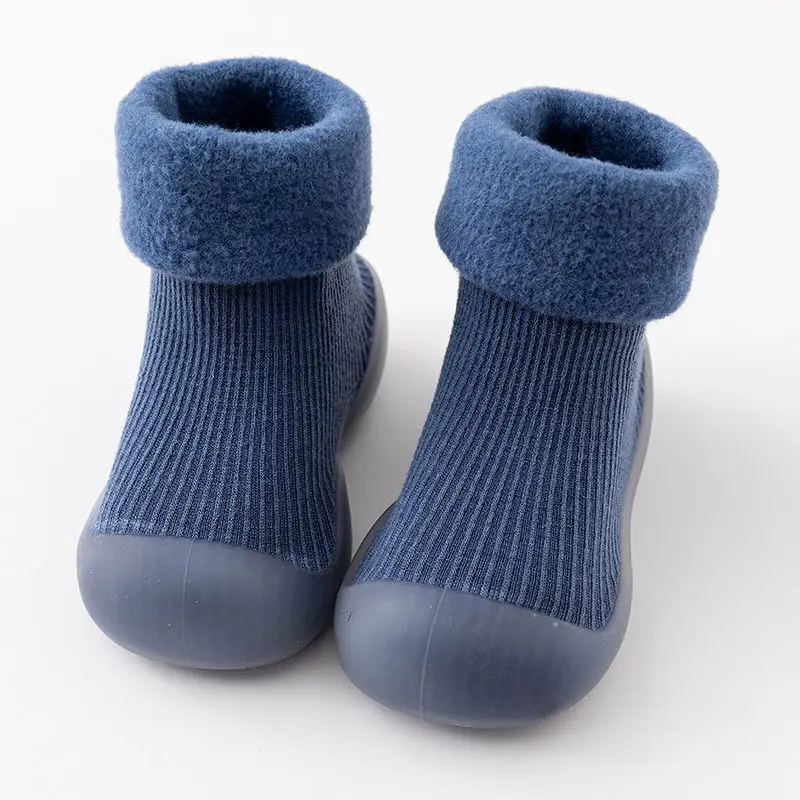 Autumn Winter Baby Floor Socks Soft Cotton Shoes For Indoor Play Thick Velvet Warmth Soles For Learning Walking