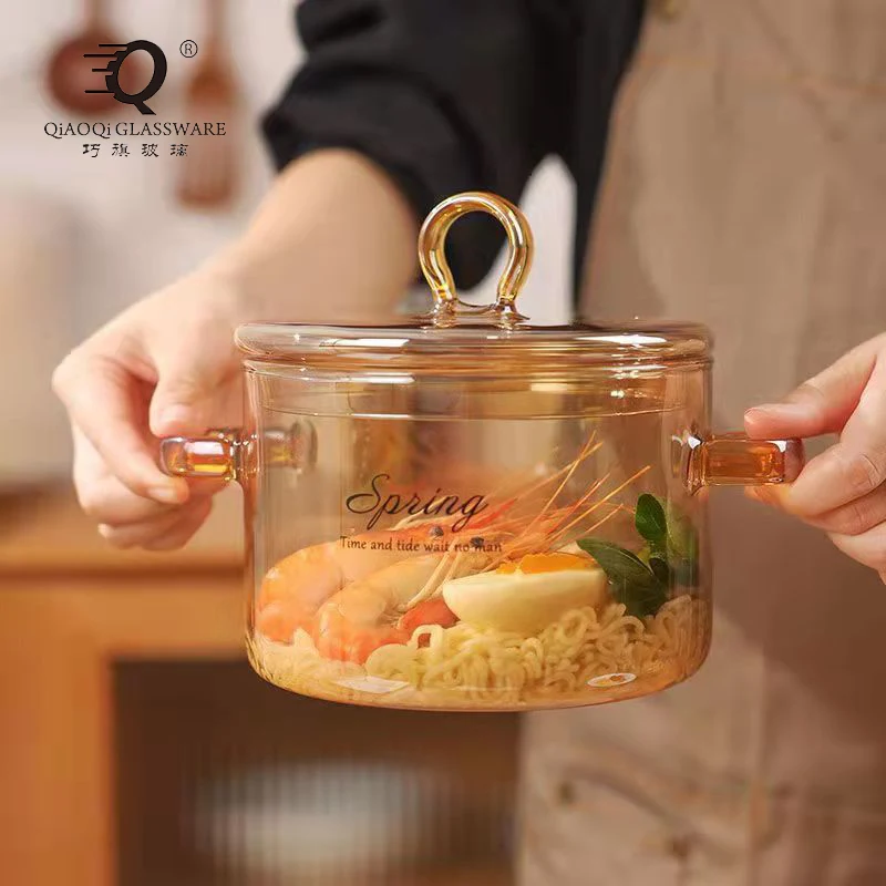 Household clear high borosilicate glass stewing stock Pot high temperature resistant glass stock pot