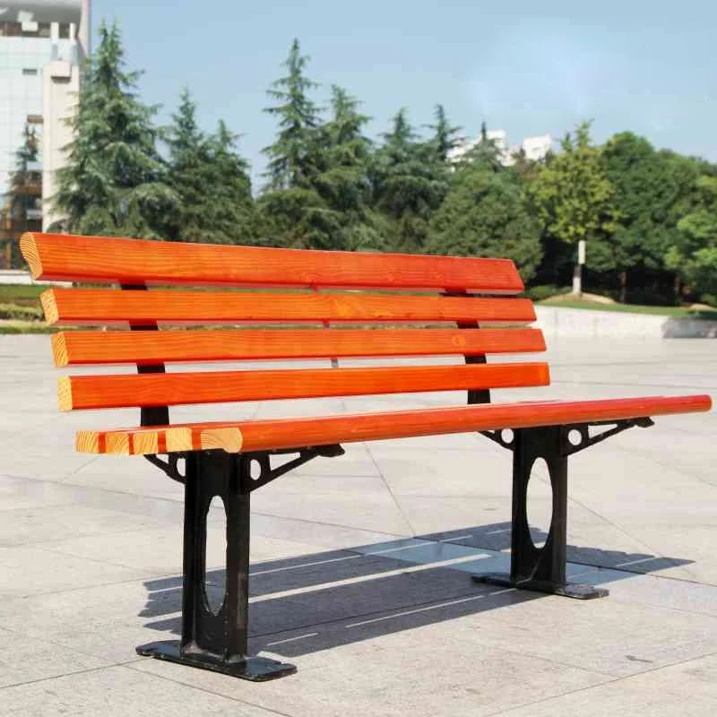 Solid Wood Outdoor Bench with Anti-Corrosive Backrest Durable Garden Bench for Patio Use