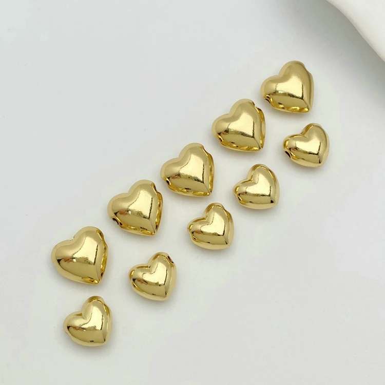 Hot Sell Heart Shape Gold Plated Beads Finding for Jewelry Making Accessories DIY Wholesale Price