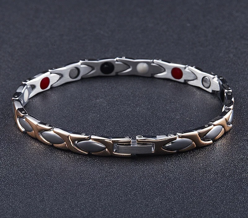 
Wholesale Rose Gold Health Magnetic Therapy Bracelet Stainless Steel Charm Jewelry For Women 
