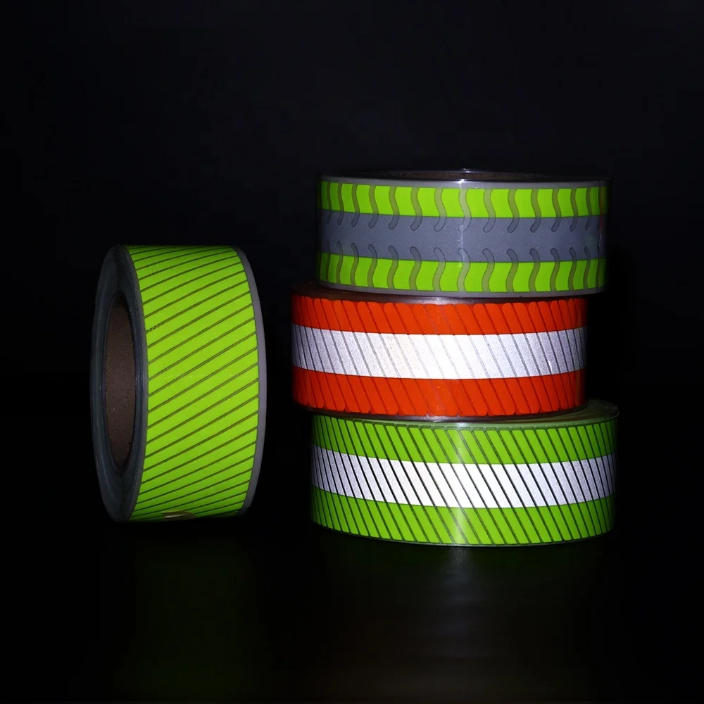 Customized Segmented Reflective HTV Vinyl Grey Fluo Yellow Orange Heat Transfer Film Tape for Clothing