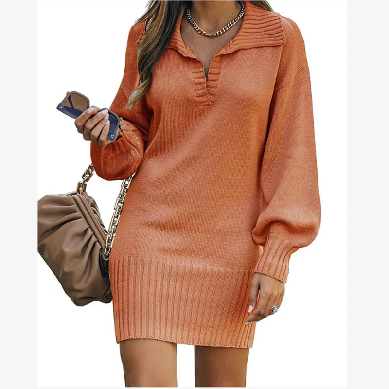lightweight relaxed fit design rib trims side slits front patch pockets slips on women cashmere mini dress