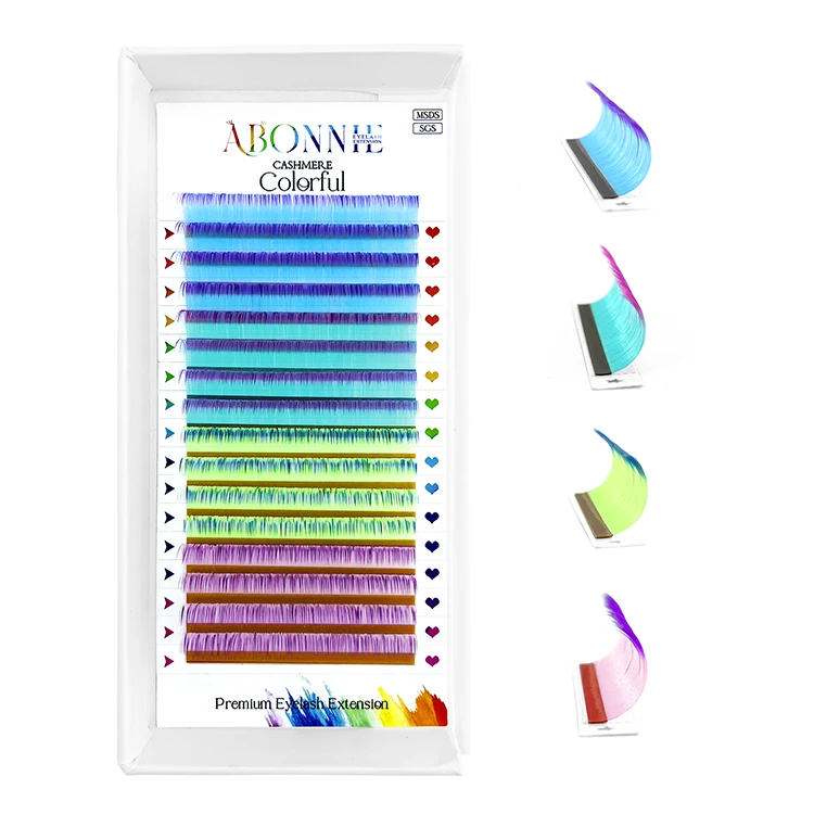 Abonnie Cashmere Colored Lash Extensions Lash 16 Rows Private Label Classic Eyelash Extensions  Silk Clusters
