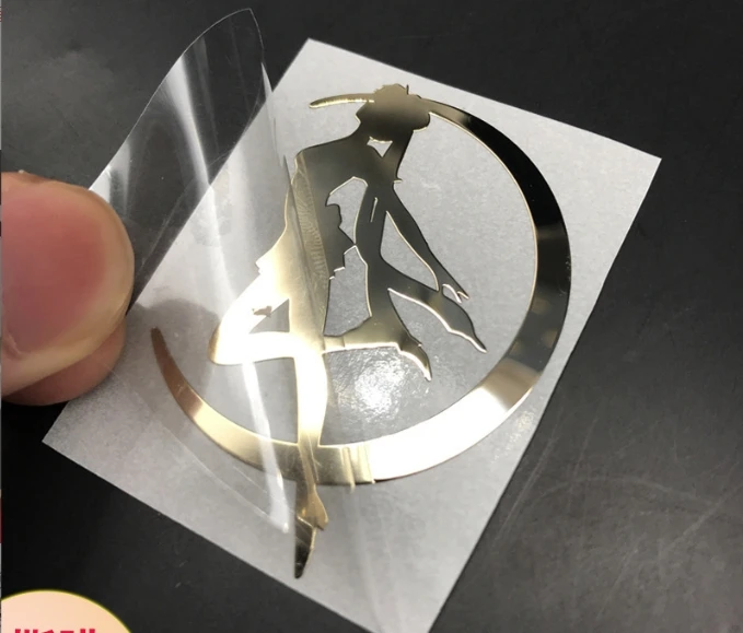 Customized Metallic letters labels thin electroform gold nickel 3D logo transfer embossed decals metal stickers with adhesive