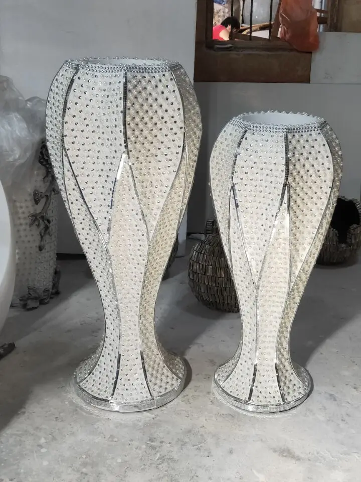 Изысканные Роскошные Алмазные жемчужные украшения ваза из стекловолокна