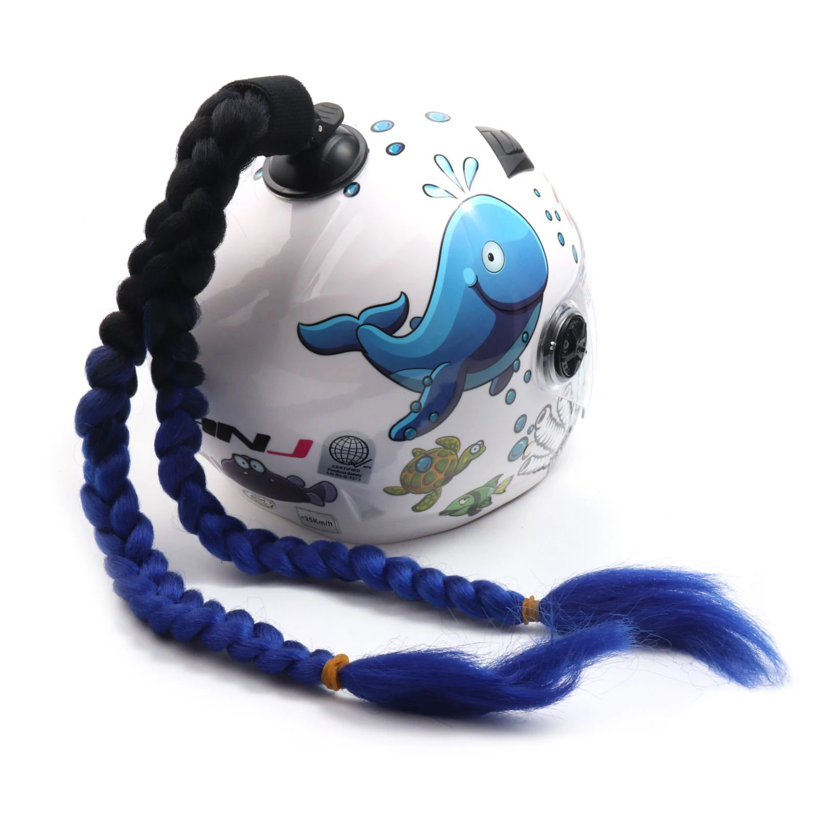 
Helmet Ponytail Dual Pigtails Twist Braids Hair with Sucker Bow for Motorcycle Bike Motorbike Motocross Off Road Cycling Scooter 