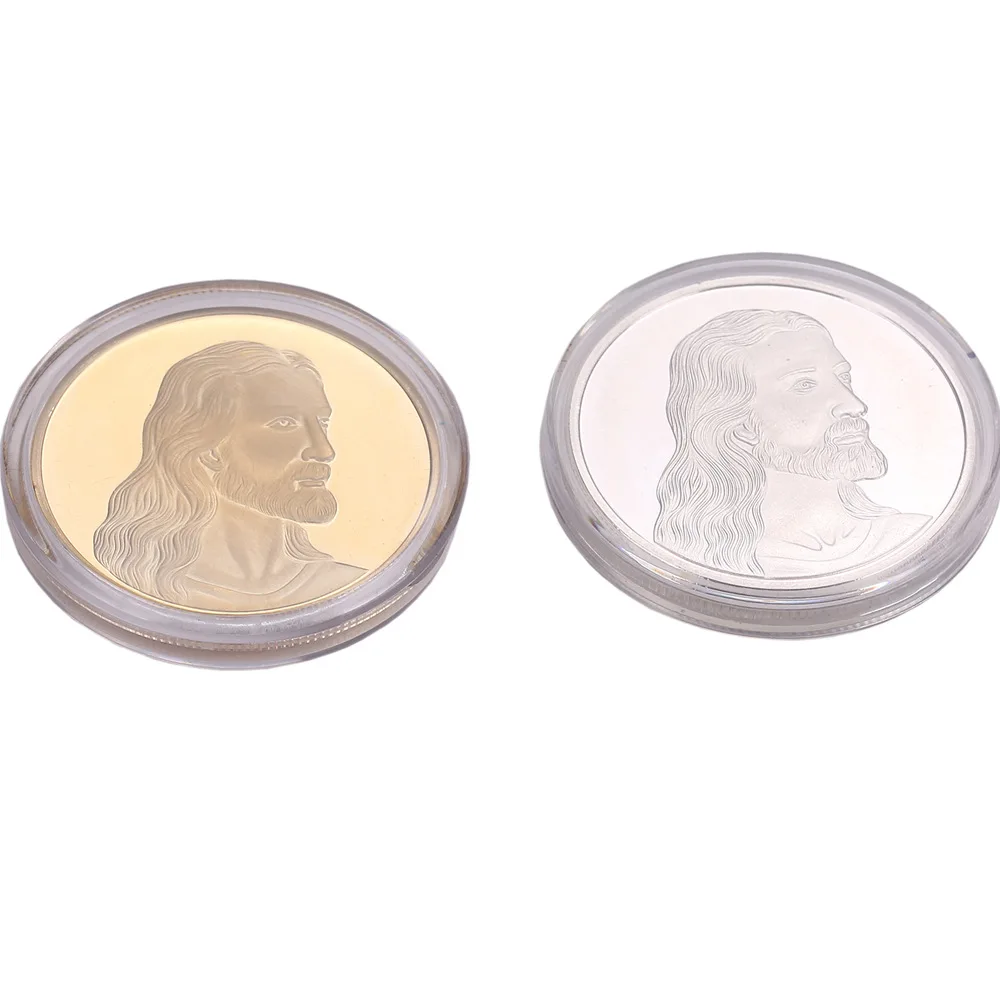 in stock promotion gift cheap price high quality gold silver challenge coins Christianity Jesus