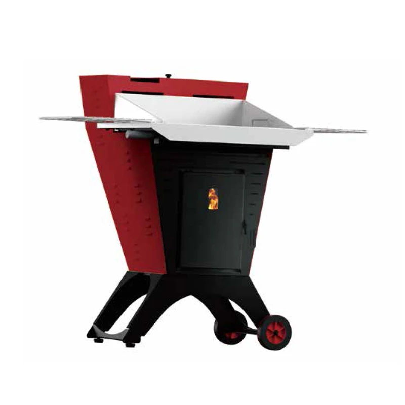 BBQ01 Freestanding Camping removable Pellet cooking Stove Outdoor BBQ Smoking Grill With Wheel