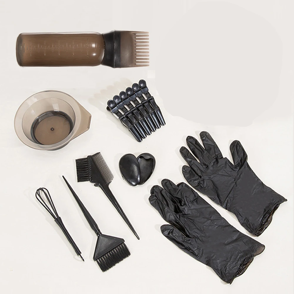 hair salon baking bowl color mixing bowl diy hair dye Tinting Bowl Hair dying bottle and Alligator Clip Disposable gloves set