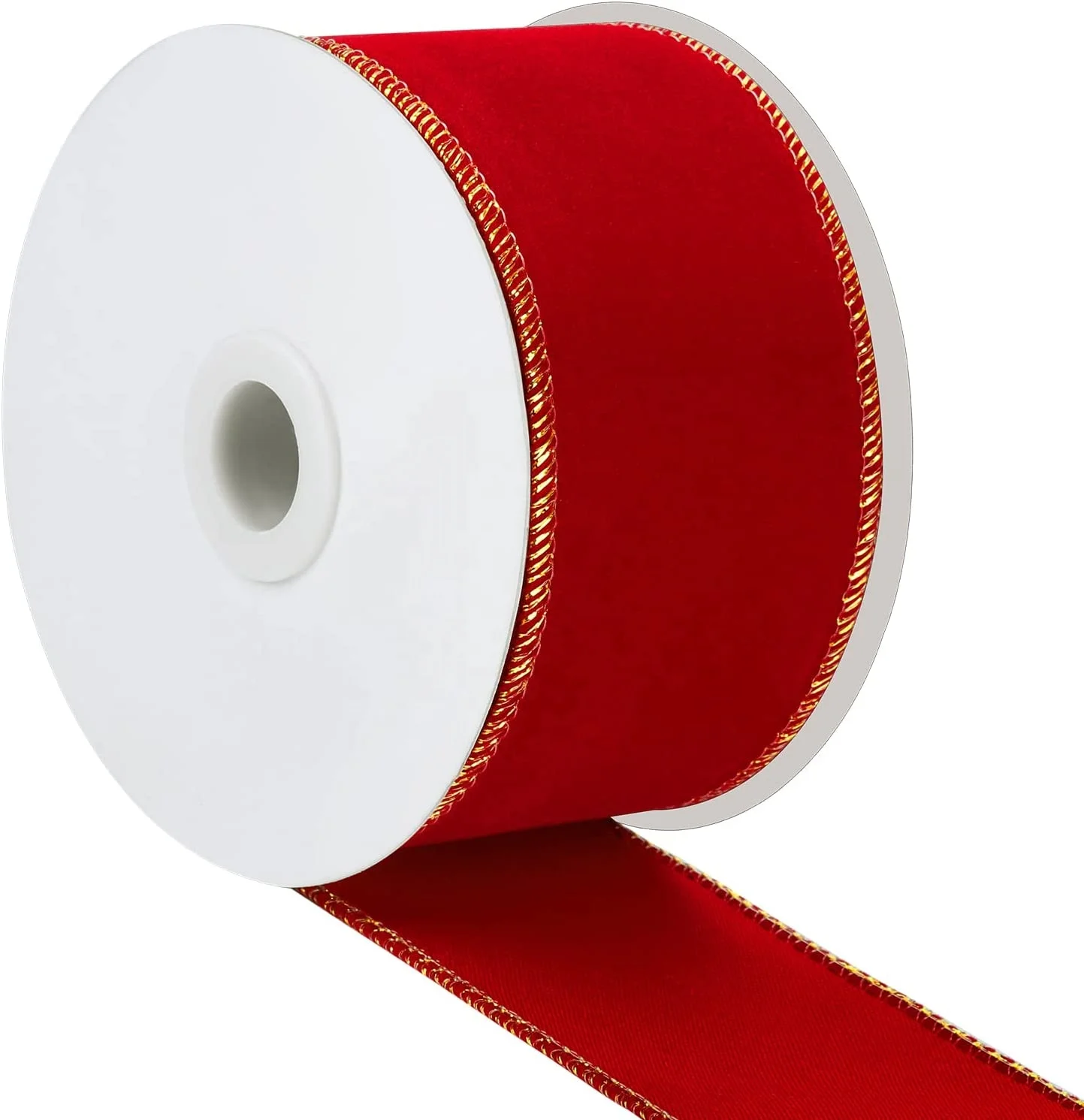 2.5 Inch Wide 10 Yards Christmas Double Face Velvet Wired Ribbon For Xmas Ribbon Bows Crafts Decoration