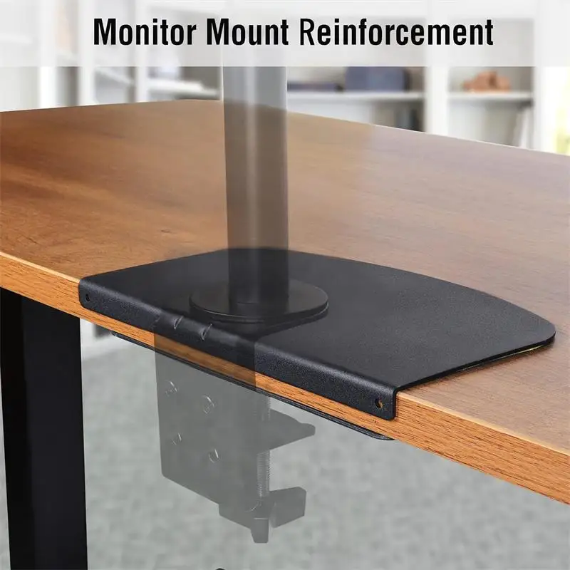 Monitor Mount Reinforcement Plate for Thin, Glass and Other Fragile Tabletop,Steel Bracket Plate Fits Monitor Stand C-Clamp