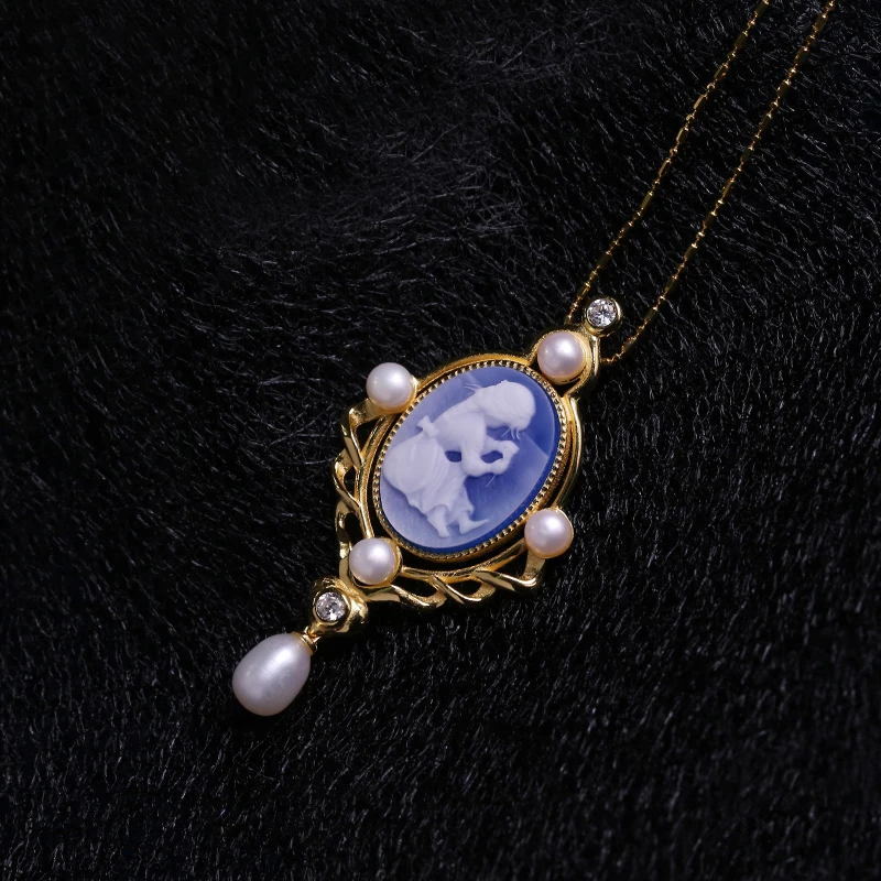 Romantic Design 925 Sterling Silver Cameo Jewelry with Zircon and  Pearl For Women Girls Memorial Gifts