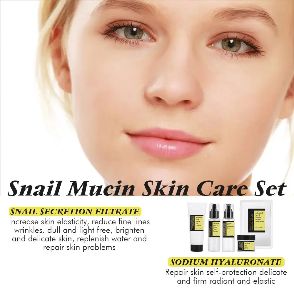 HANLINGER Private Label Customer Logo High Quality Beauty Whitening Moisturizing Brightening Snail Mucin Skin Care Set