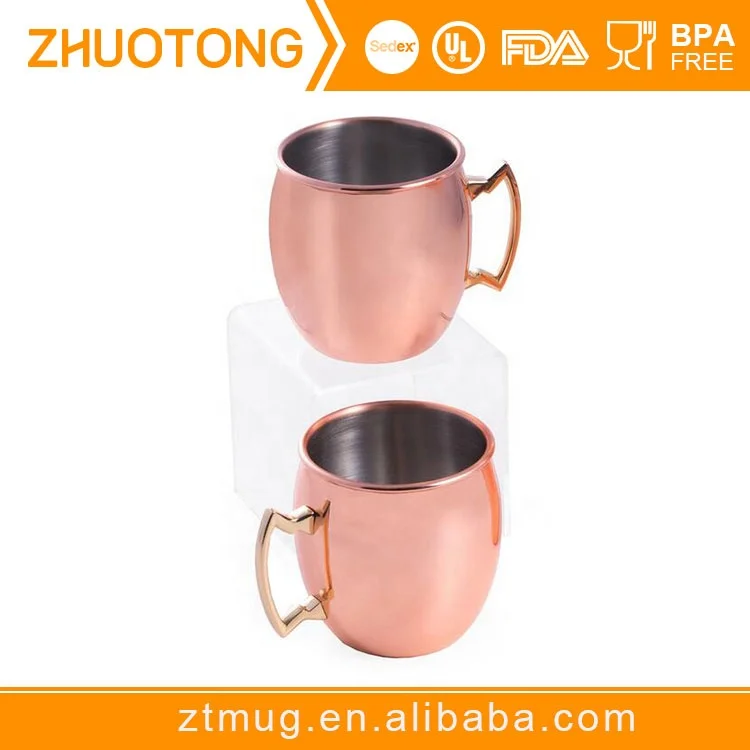 100% Solid Copper Plated Stainless Steel Moscow Mule Mug