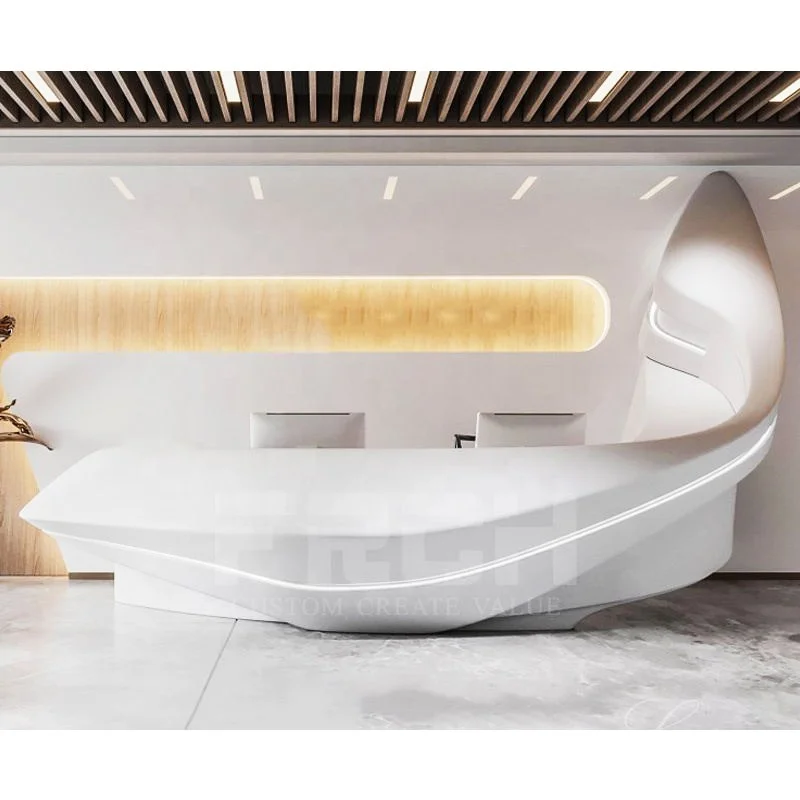 Luxury Custom Design Unique Special Shape Artistic Front Counter Hotel Gym Spa Beauty Salon Reception Desk