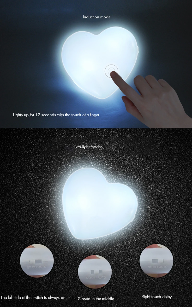 Usb Rechargeable Small Led Heart Shaped Night Led Light Purse Lamp With Touch Sensor Clip Best Christmas Gifts